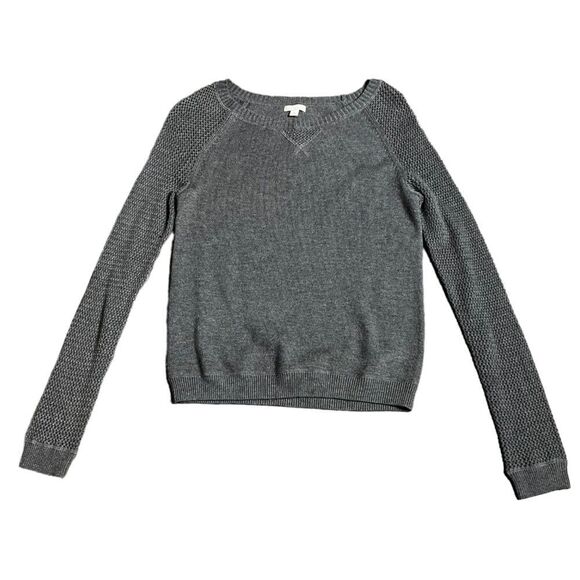 GAP Ladies Dorito Solid Raglan Open Weave Knit Sleeve Crewneck Pullover Sweater - Picture 2 of 7